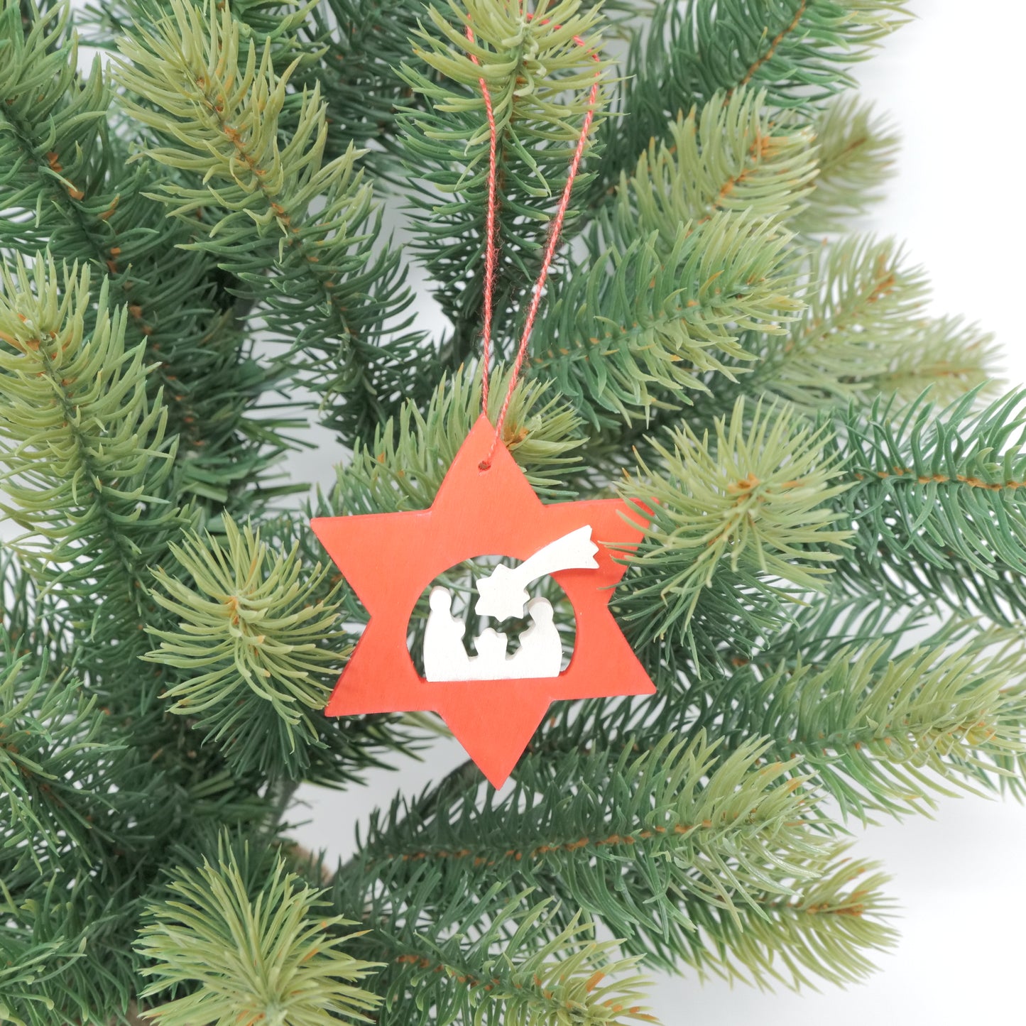 R-4 オーナメント 星の中の聖誕 赤