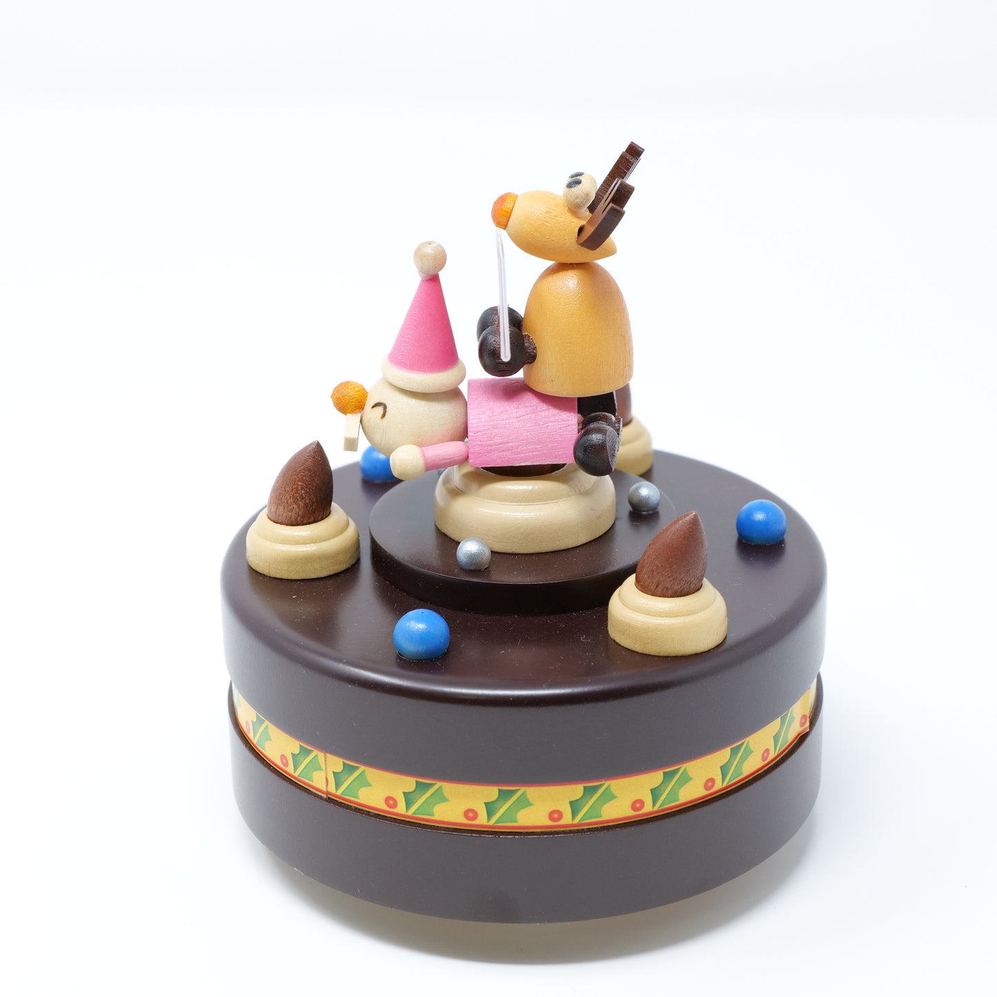 回転式オルゴール クリスマス・ノエル(色:チョコレート 曲:赤鼻のトナカイ)