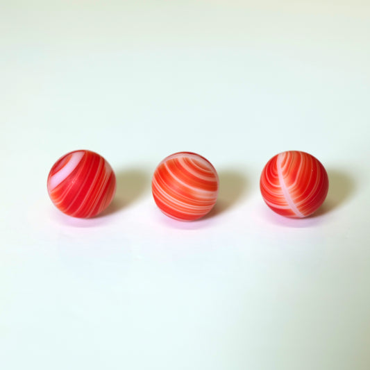 ビー玉 121  ボヘミアグラスマーブル 16mm  赤+白  1個